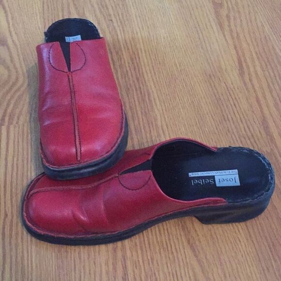Josef seibel red leather clogs sz 41 - Picture 1 of 6